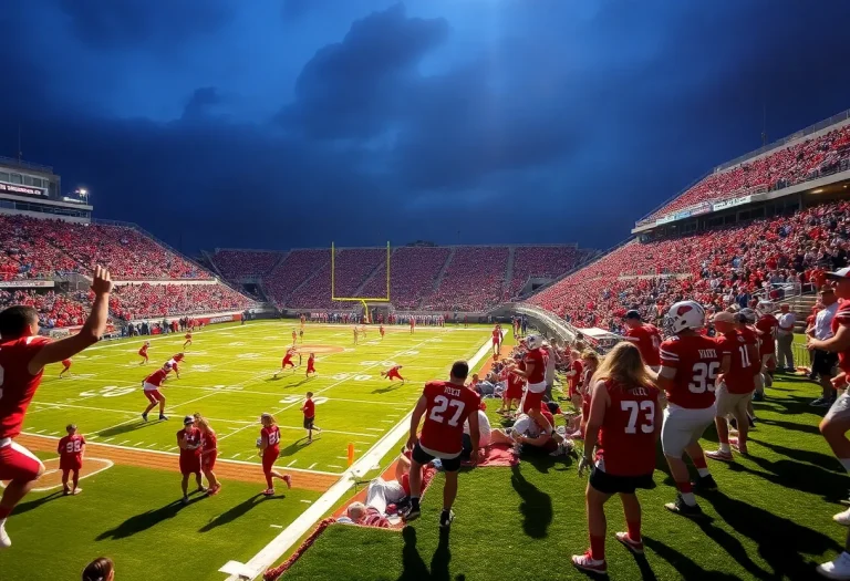 Exciting scene from a high school football game in Iowa