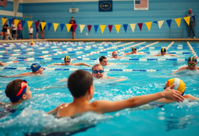 Swimmers competing in a pool during a local meet in Lake Wales.