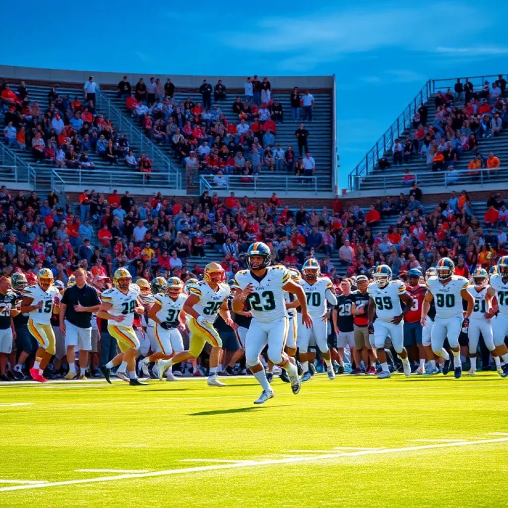High school football players in action during a game in Las Vegas