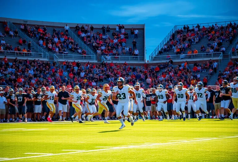 High school football players in action during a game in Las Vegas