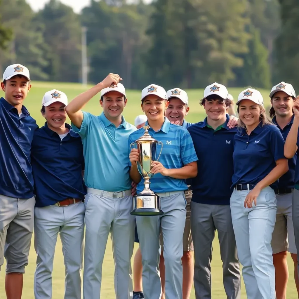 Lee High School golf team celebrating their championship win