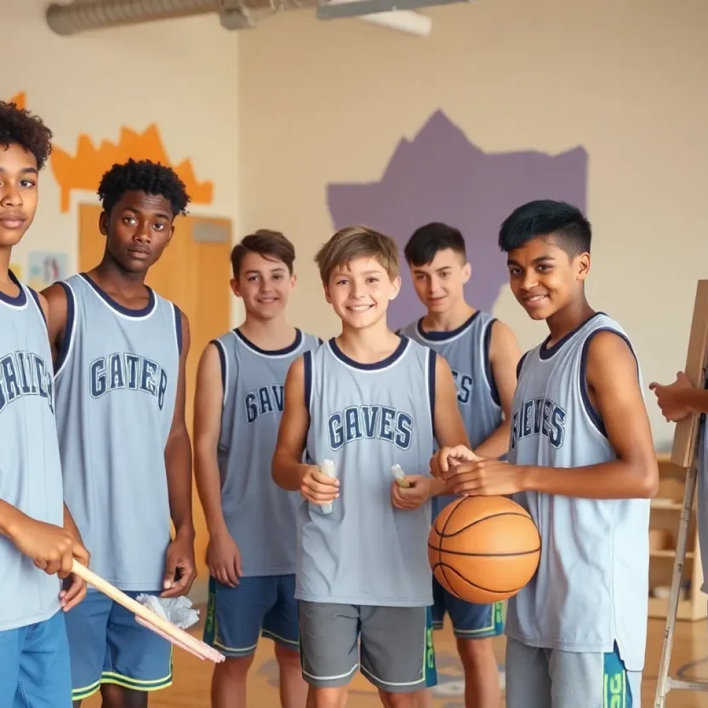 Legacy High School basketball team volunteering at Basin Dream Center