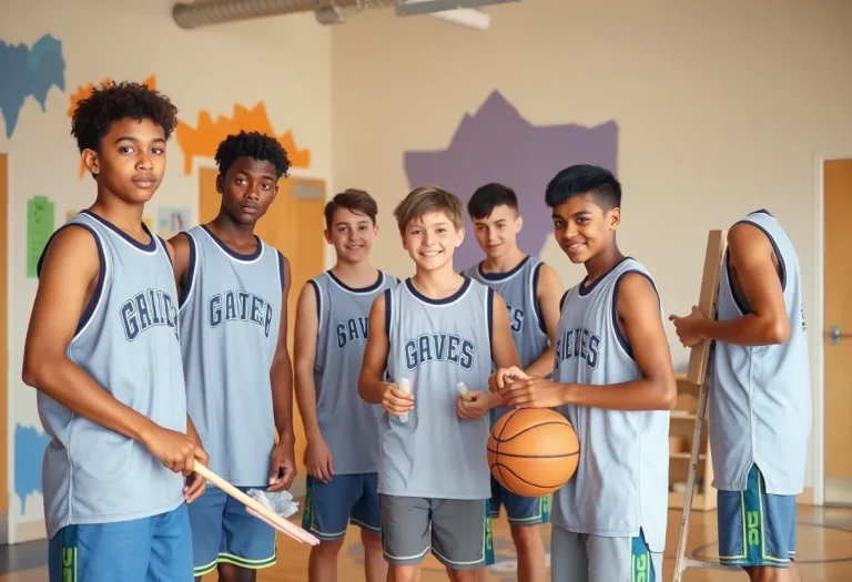 Legacy High School basketball team volunteering at Basin Dream Center