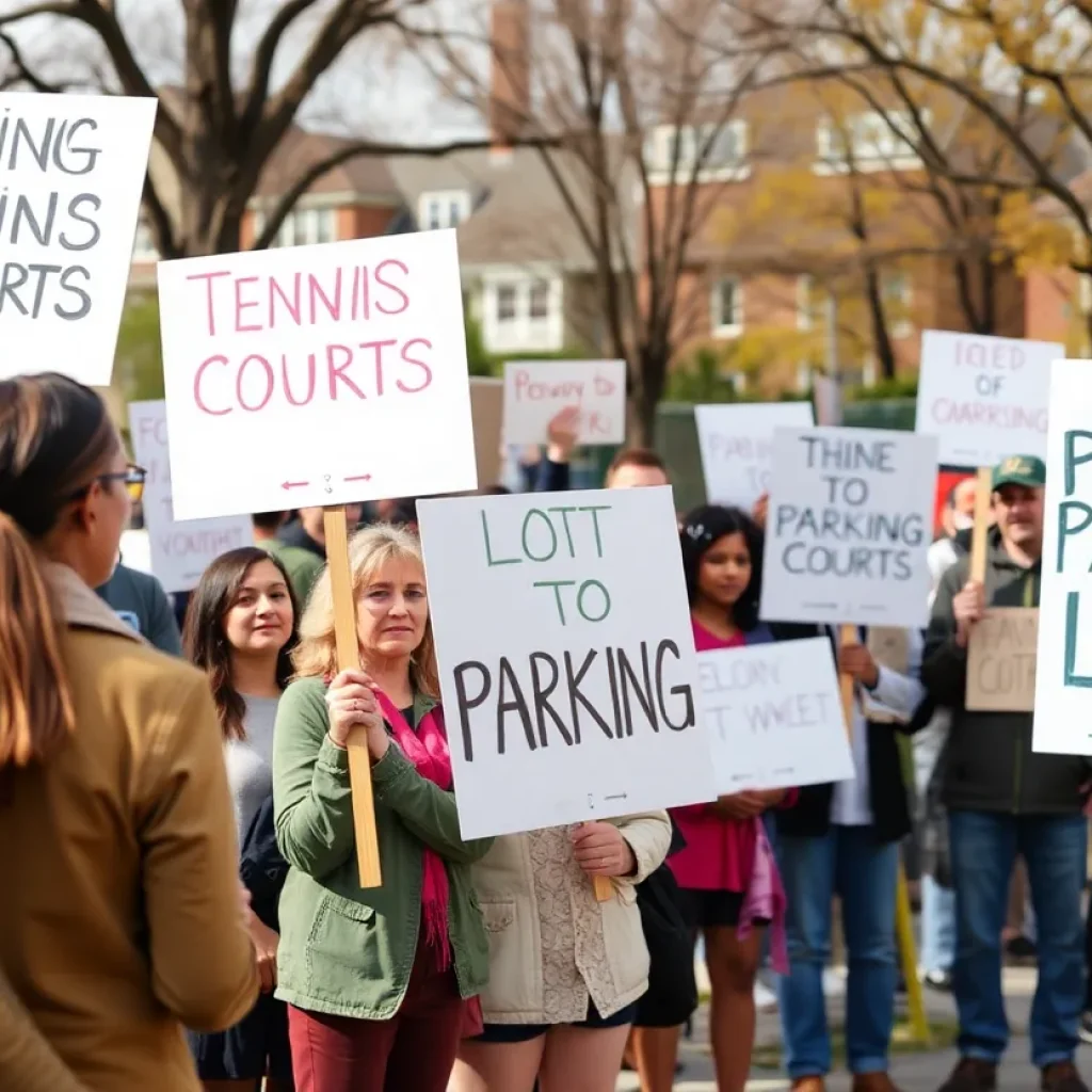 Residents gathering to oppose parking lot conversion at Los Altos High School