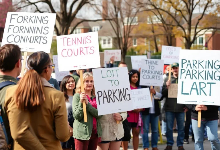 Residents gathering to oppose parking lot conversion at Los Altos High School
