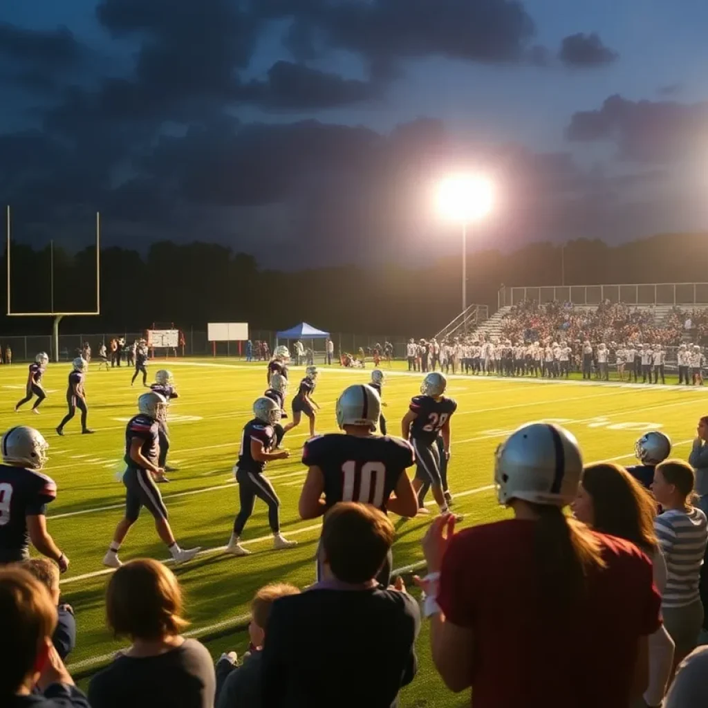 High school football game in Louisville under the lights