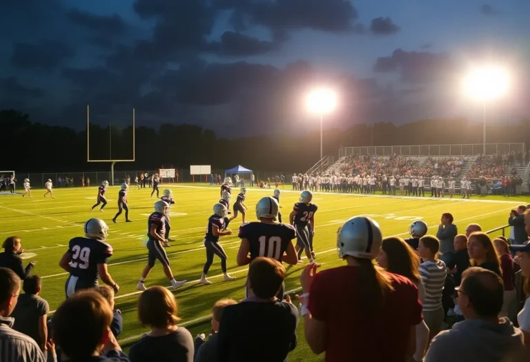 High school football game in Louisville under the lights