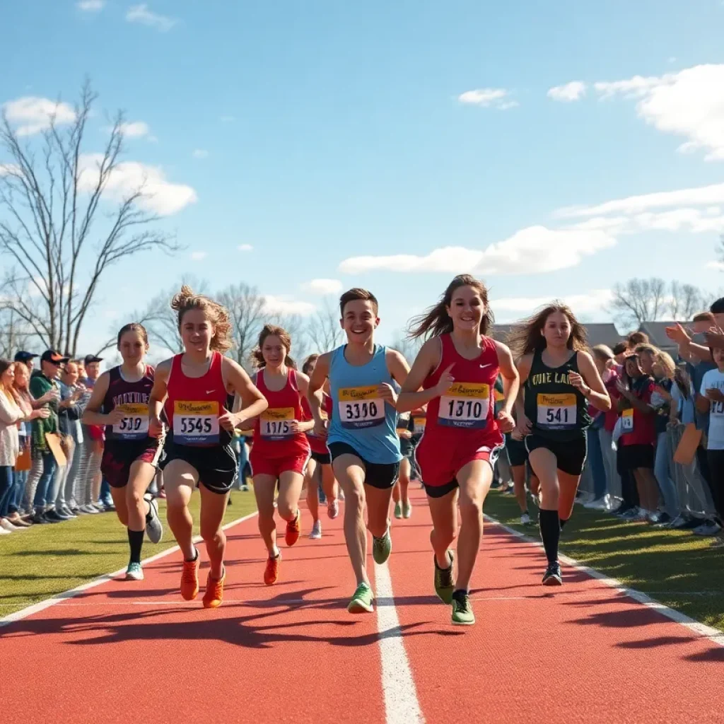 Athletes competing in a cross country race at Marshall County