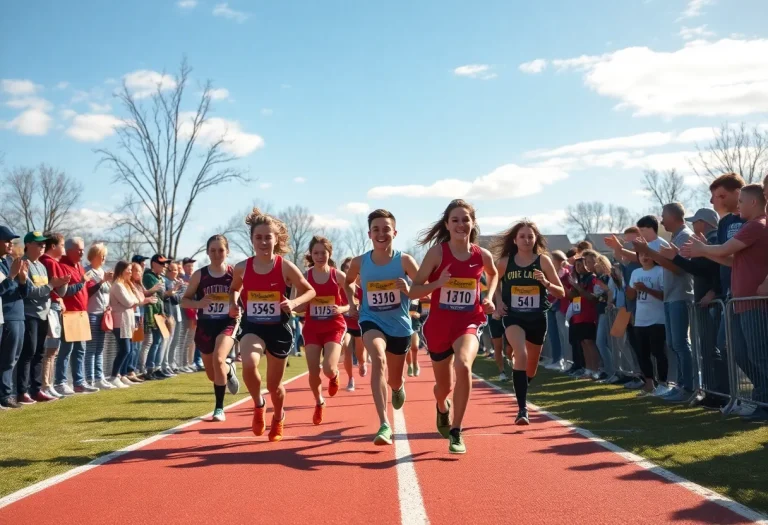 Athletes competing in a cross country race at Marshall County
