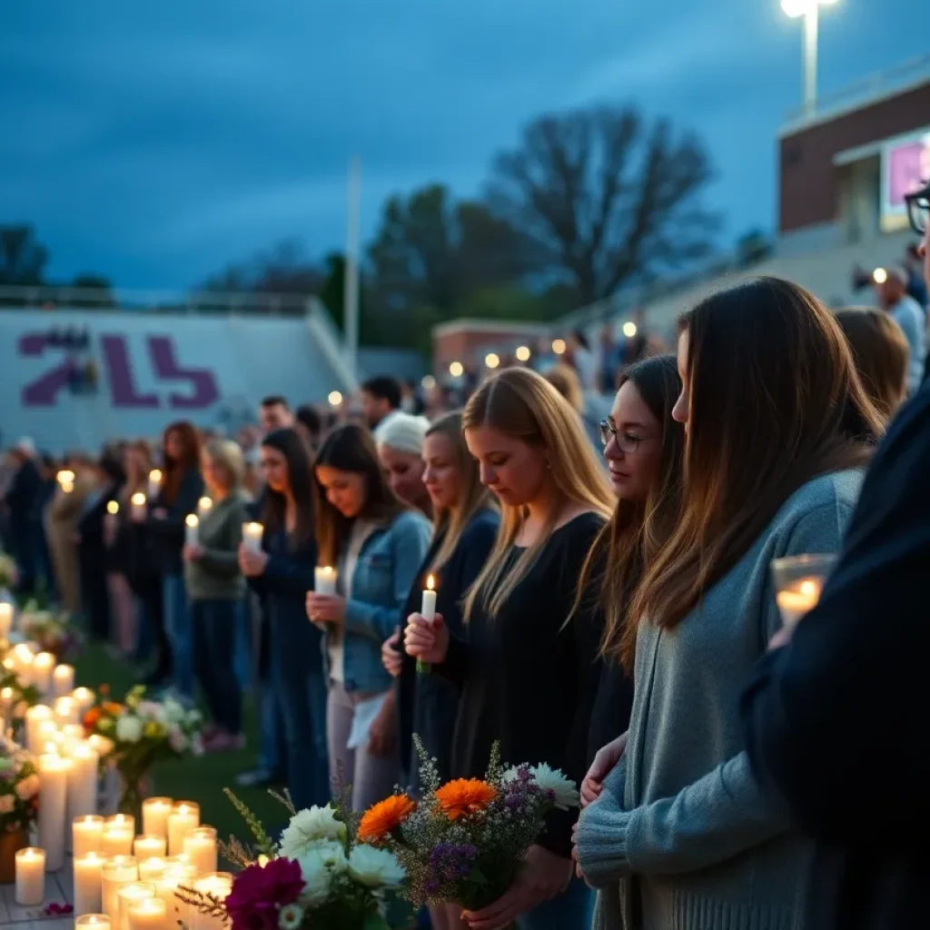 Candles and flowers at a memorial gathering for a high school senior in Mount Joy.