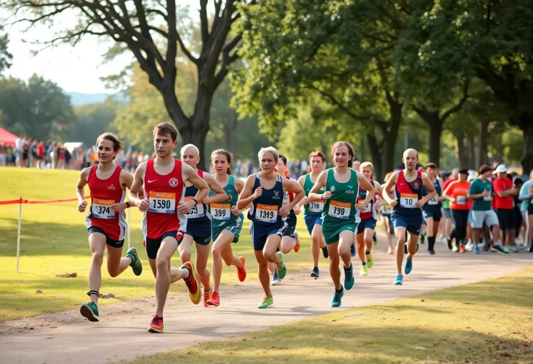 Runners participating in a high school cross country race