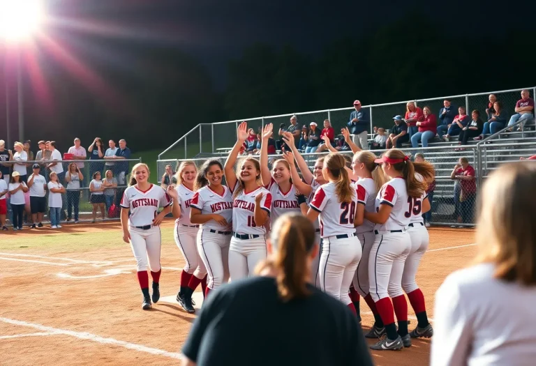 Middle Park Panthers softball team celebrating after a game.