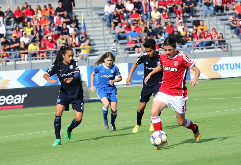High school boys soccer players in action during a match in Milwaukee.