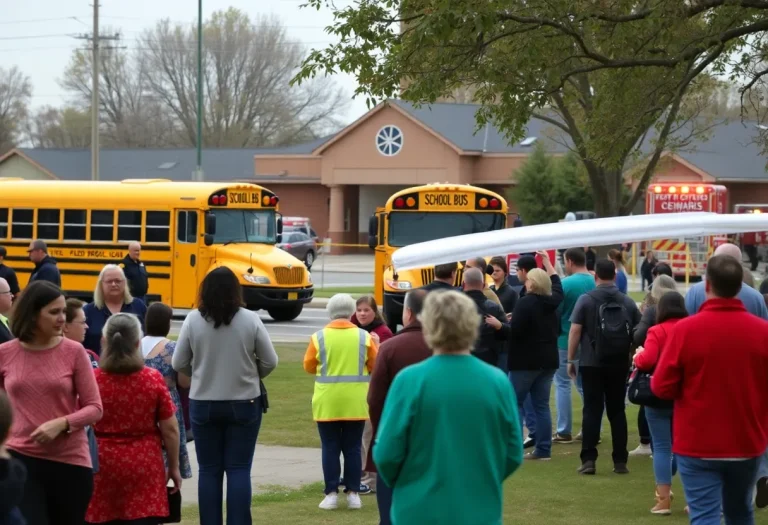 Minco community members supporting victims of the school bus crash