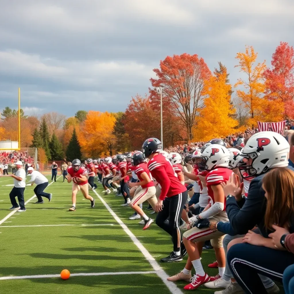 High school football game in Minnesota during autumn