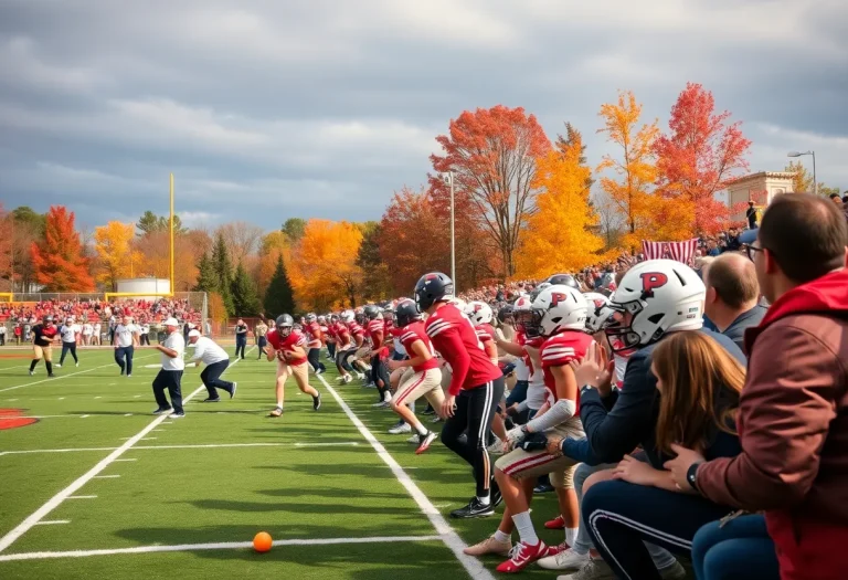High school football game in Minnesota during autumn