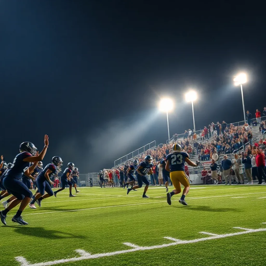 High school football game in Mississippi with players and spectators