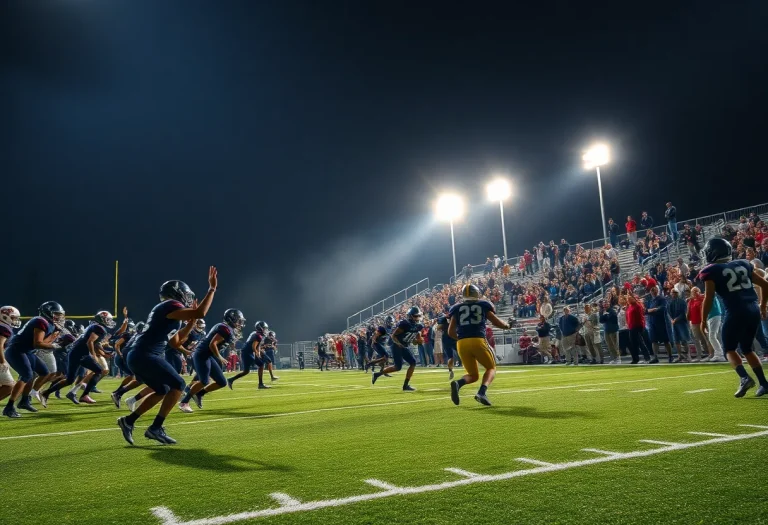 High school football game in Mississippi with players and spectators
