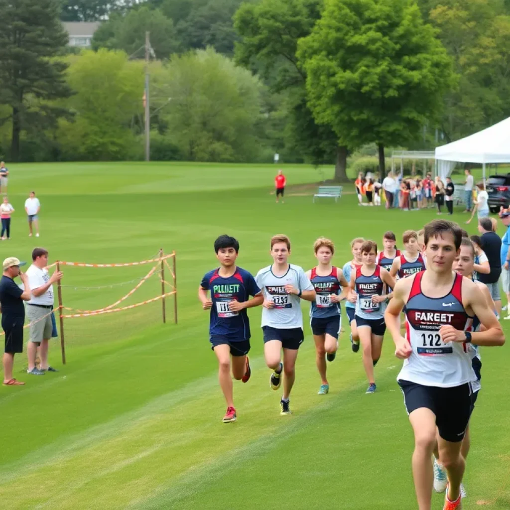 High school runners competing at the Missoula Cross Country Meet.