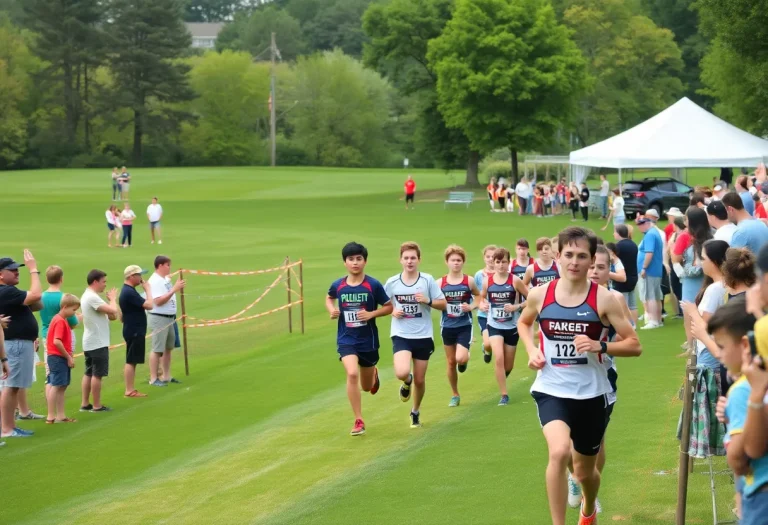 High school runners competing at the Missoula Cross Country Meet.