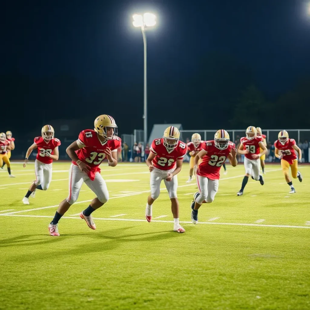 Players competing in high school football game in Montana