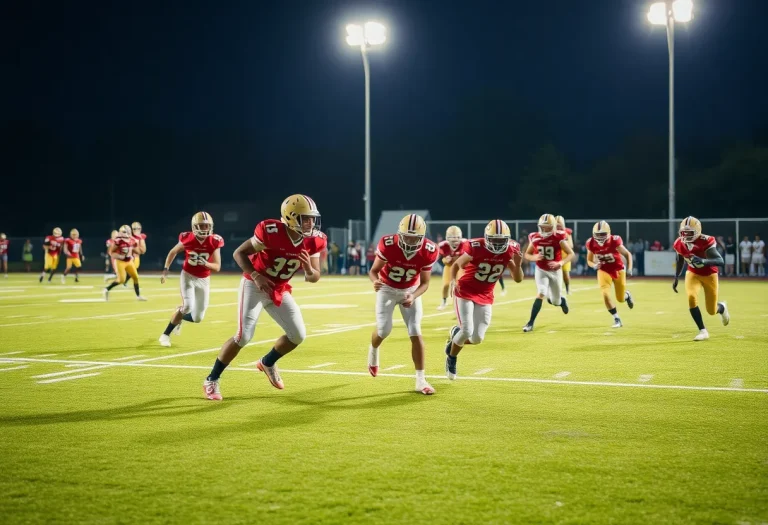 Players competing in high school football game in Montana
