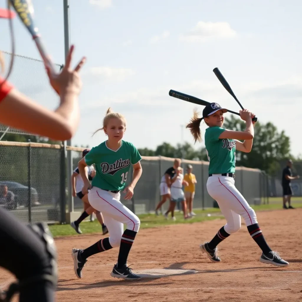 Players competing in the Nebraska High School Softball Tournament