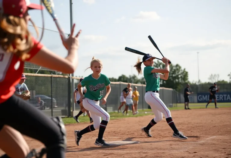 Players competing in the Nebraska High School Softball Tournament