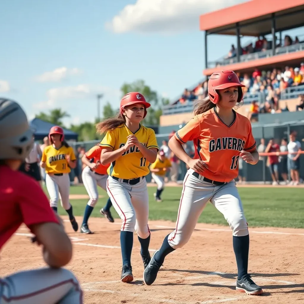 Norris High School softball team celebrating their victory after a match
