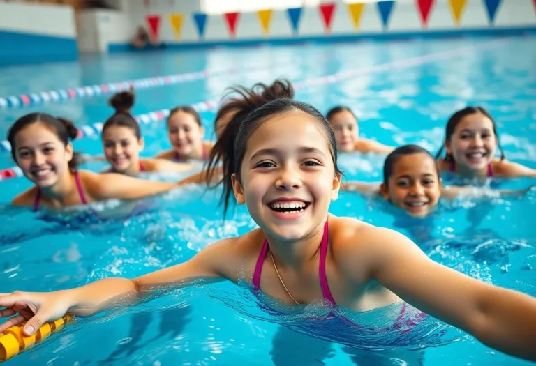 Female swimmers training at the North High School natatorium