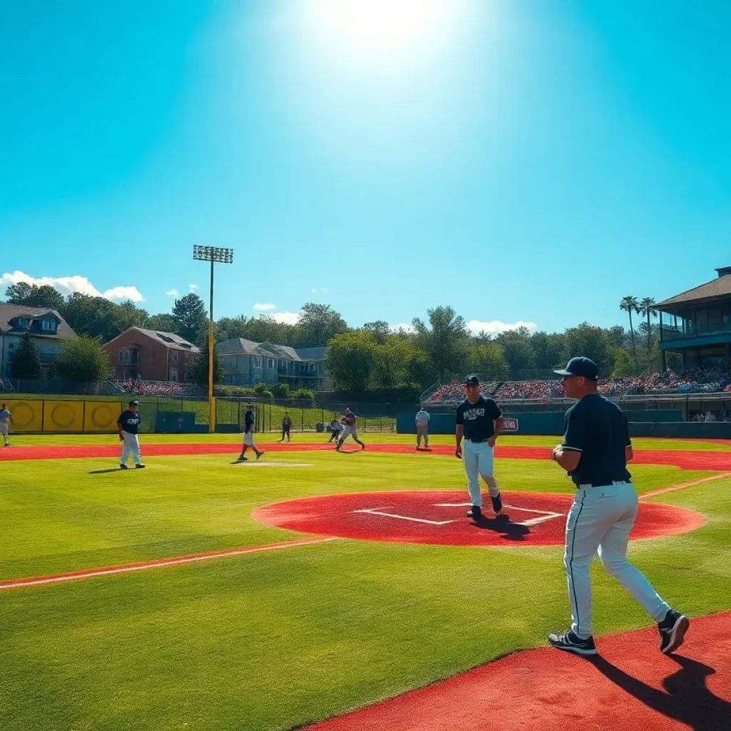 North Pointe baseball team practicing on the field