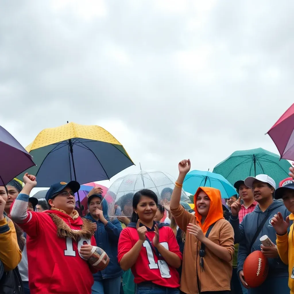 Football fans at a high school game in North Texas