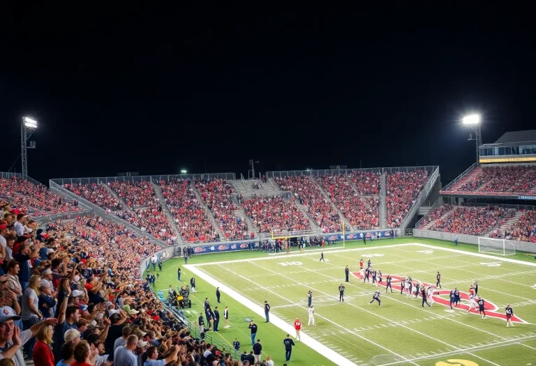 A high school football game in Ohio with fans cheering