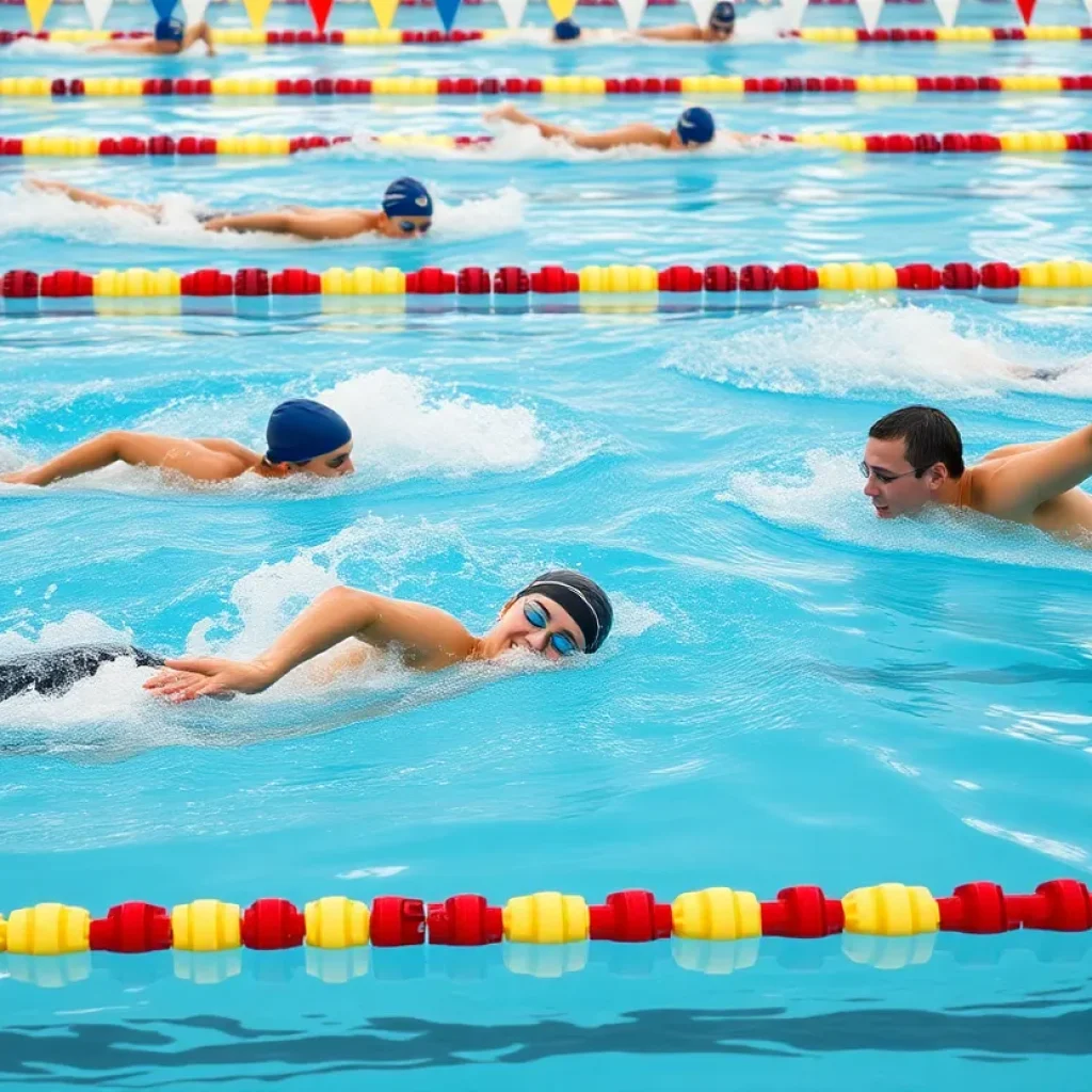 Competitive swimmers training at Ohio State swimming pool