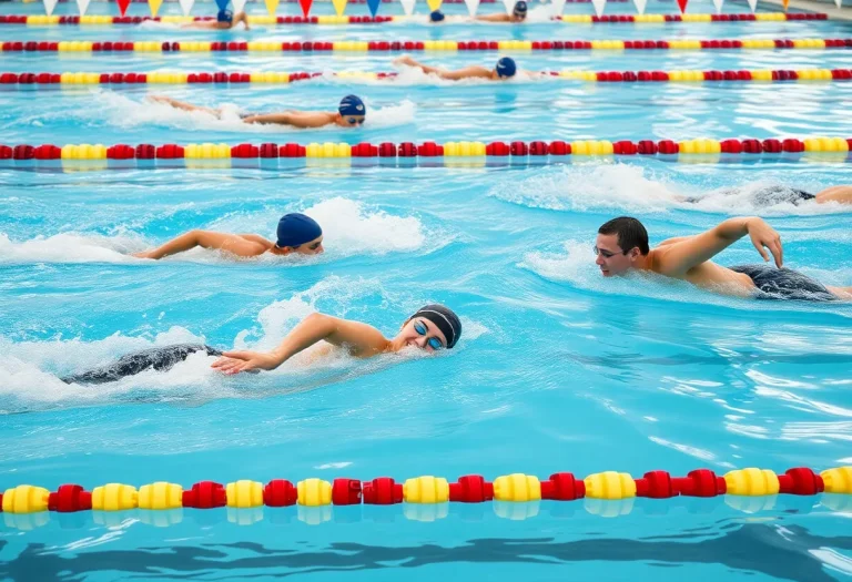 Competitive swimmers training at Ohio State swimming pool