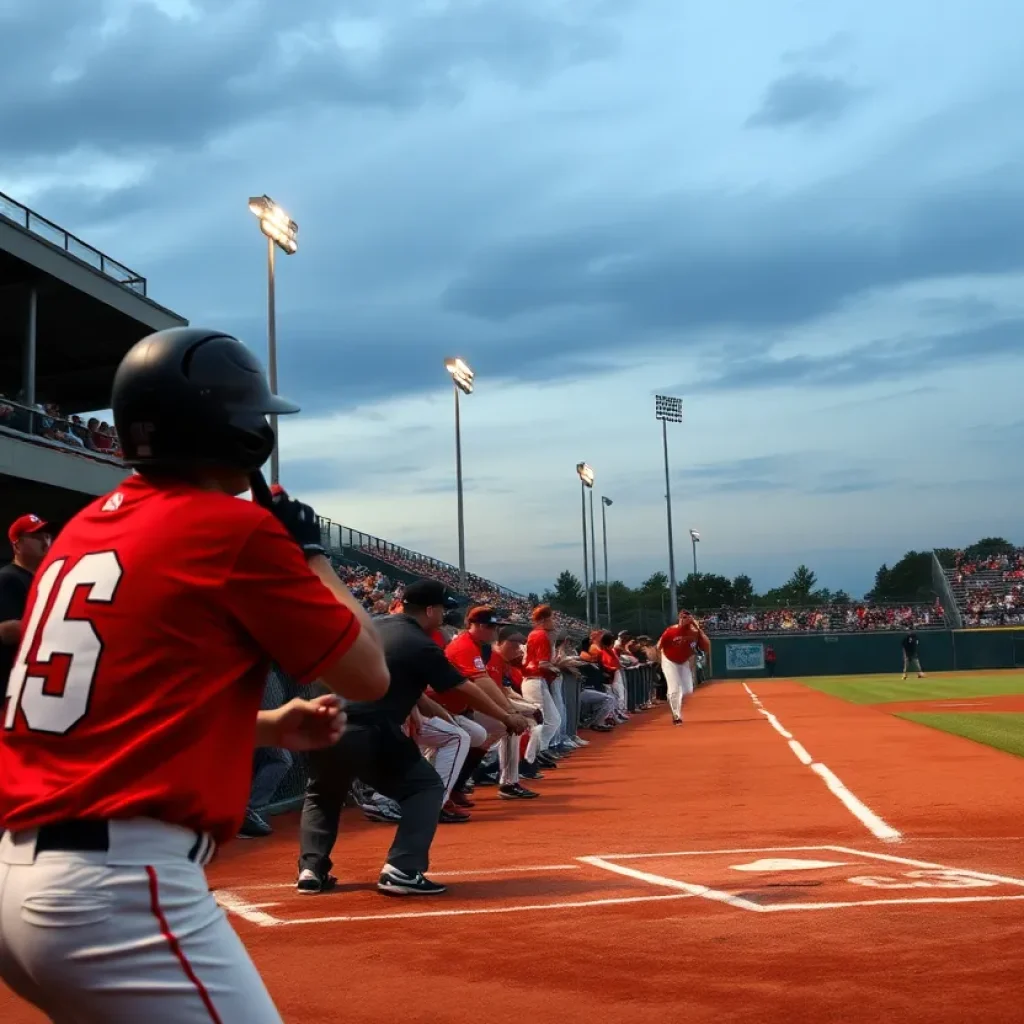 High school baseball players in action during a game in Oklahoma