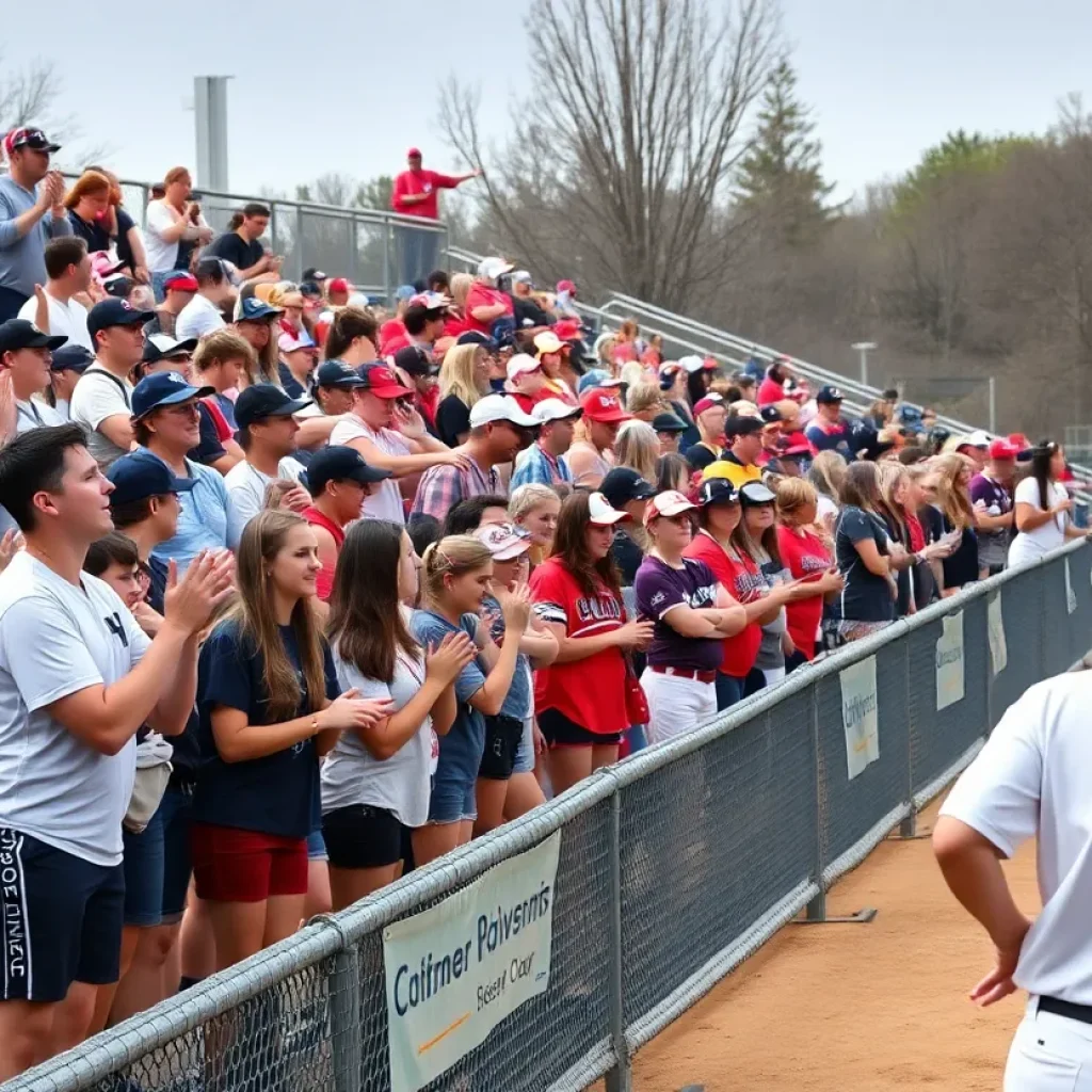Crowd cheering at the Oklahoma high school softball championship
