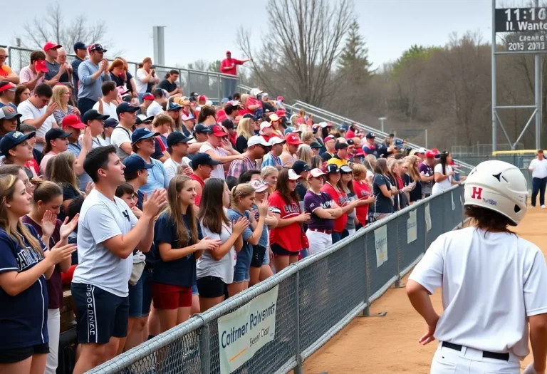 Crowd cheering at the Oklahoma high school softball championship