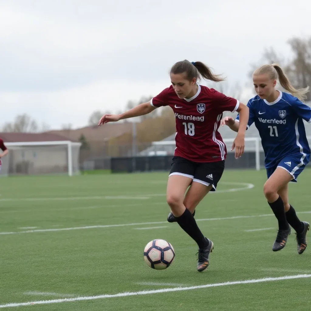 High school soccer players competing in Pittsburgh during October