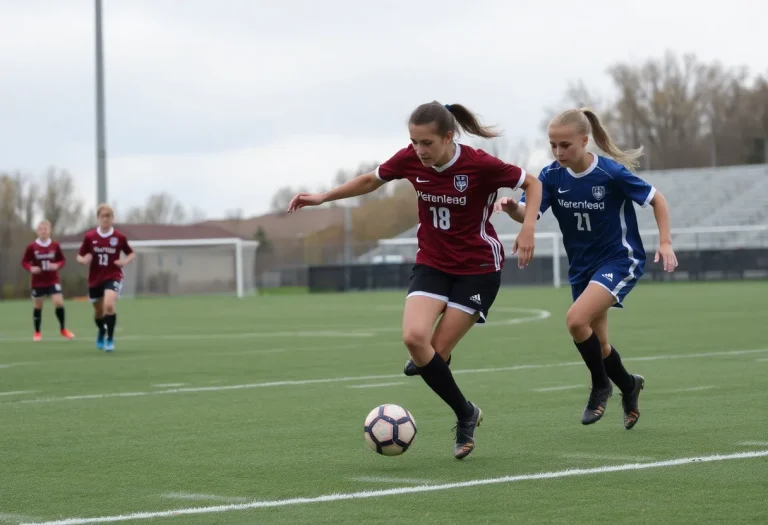 High school soccer players competing in Pittsburgh during October