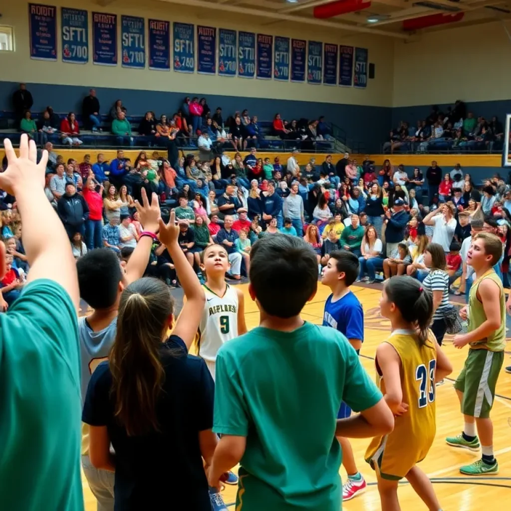 Basketball players in action during the Port Charlotte Middle School Championship