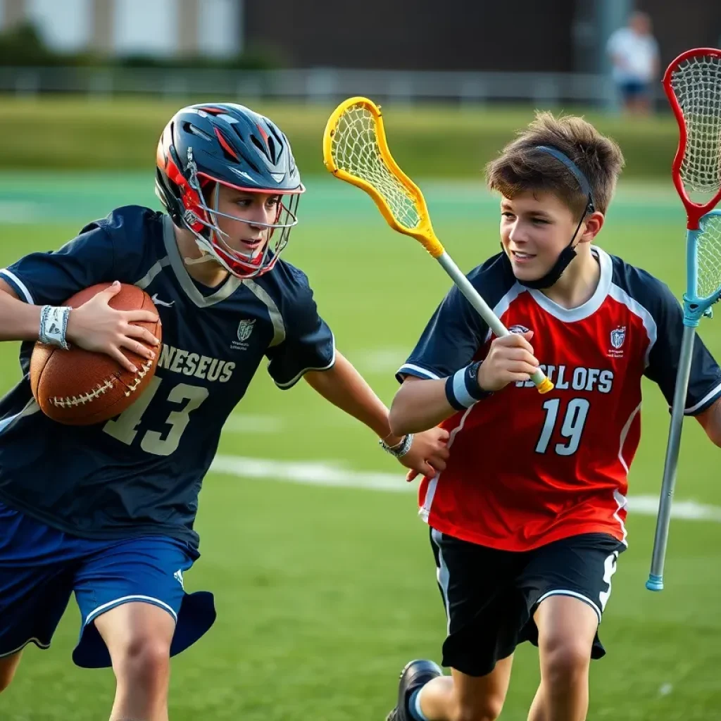 Max and Harry Eynon playing football and lacrosse, showcasing teamwork