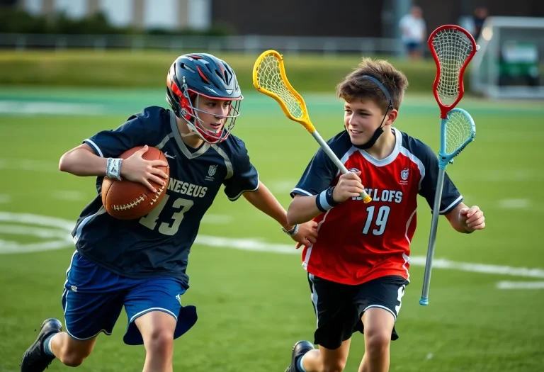 Max and Harry Eynon playing football and lacrosse, showcasing teamwork
