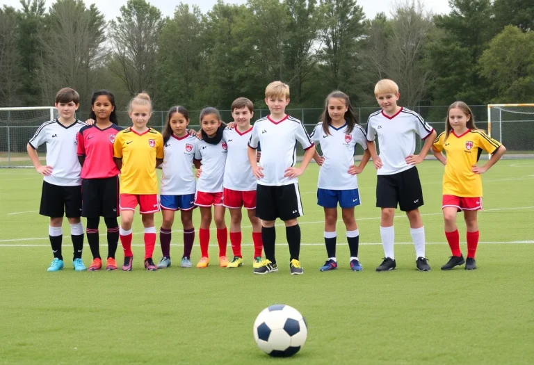 High school soccer players showing unity on the field