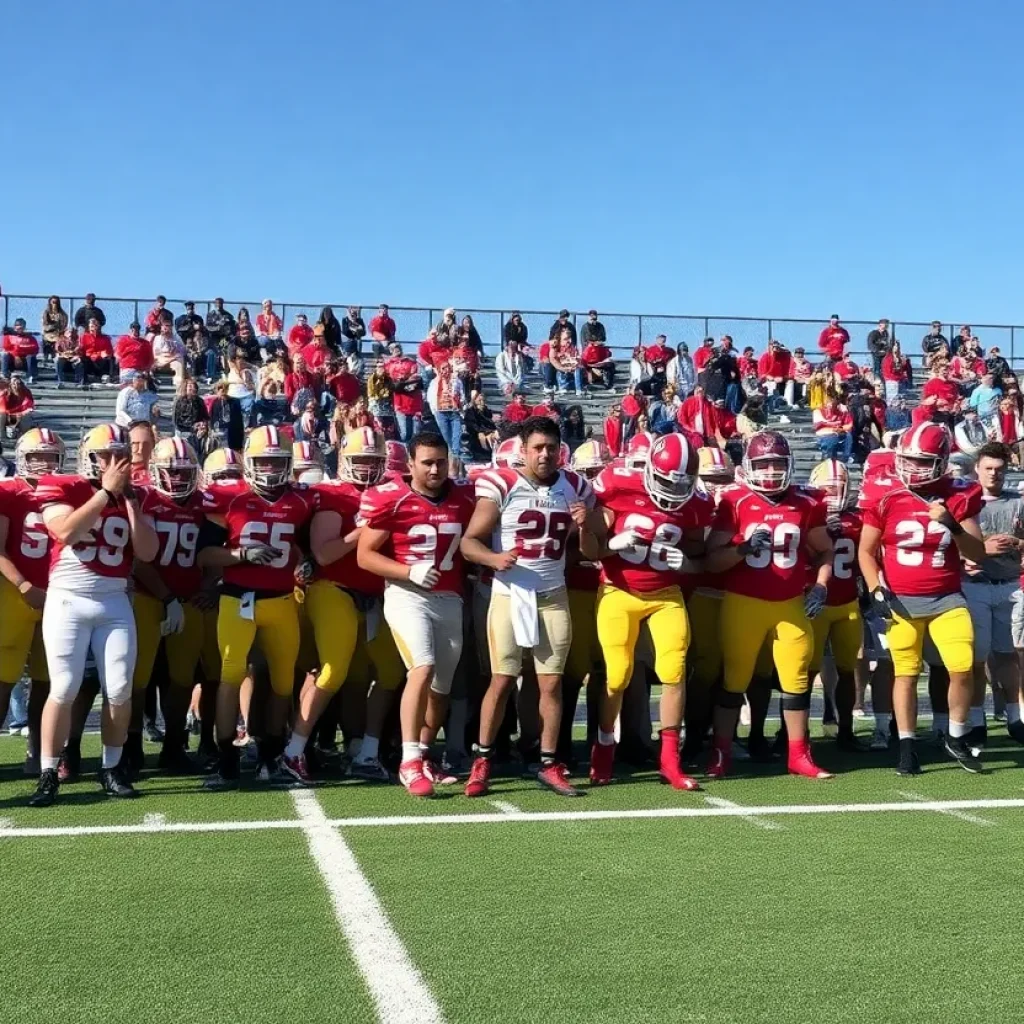 Prairie View football team celebrating a touchdown on the field