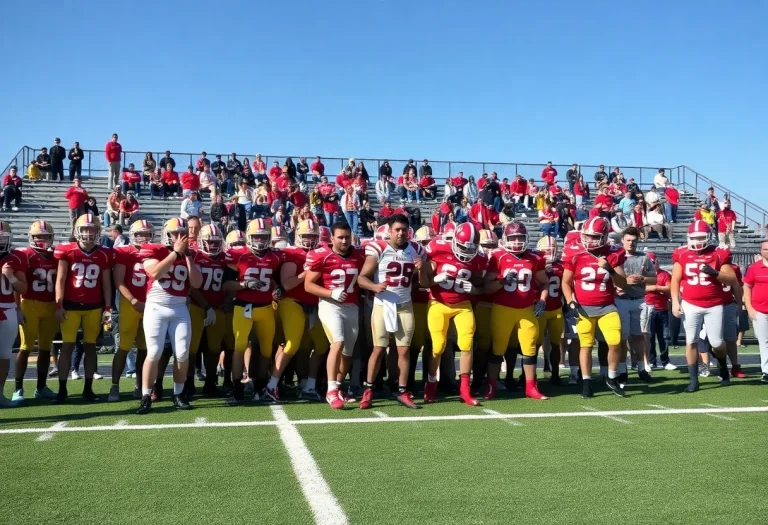 Prairie View football team celebrating a touchdown on the field