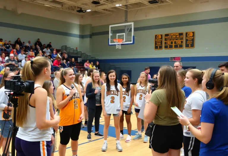 Girls basketball players at Prosper High School during media day