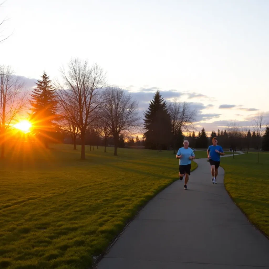 Puyallup High School cross country runners training in a park