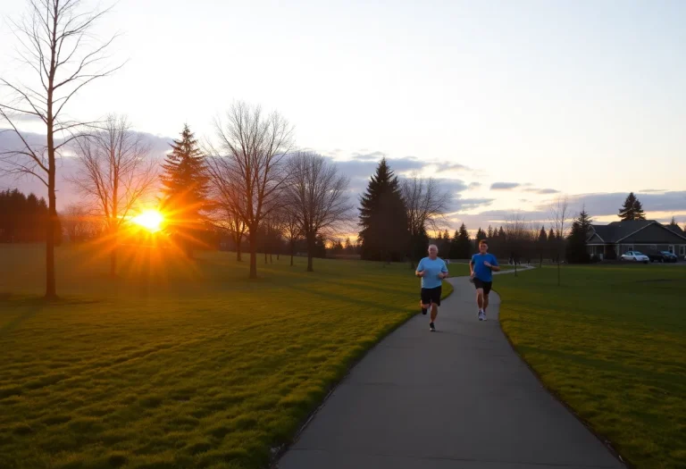 Puyallup High School cross country runners training in a park