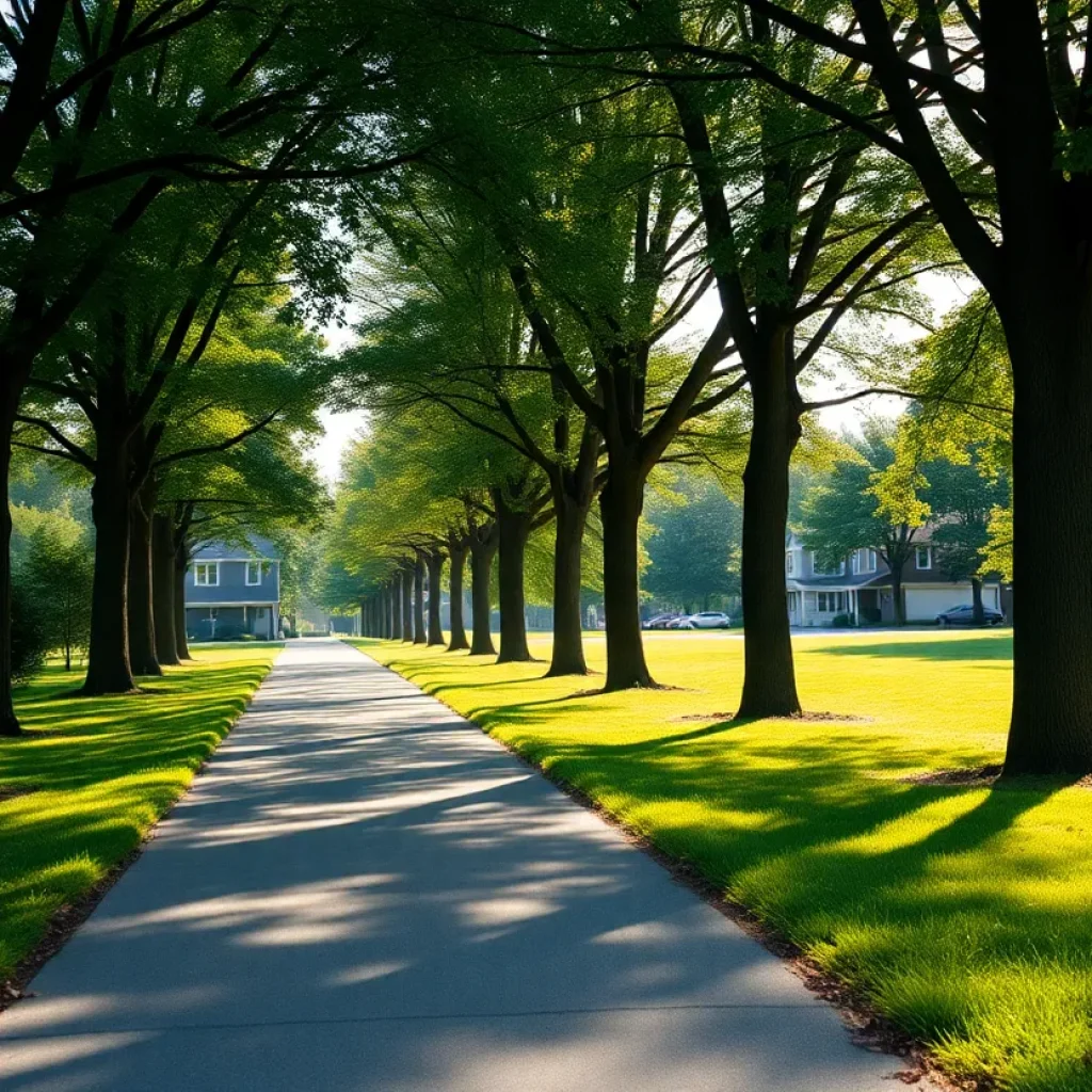 Scenic running trail in Puyallup with trees and sunlight.